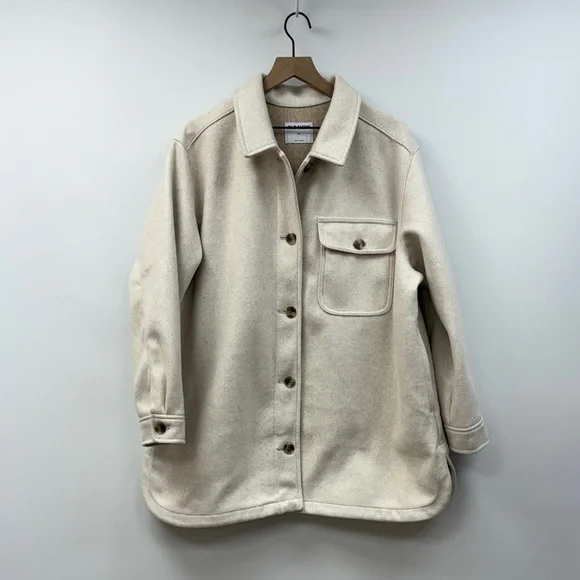 NWOT Old Navy Soft-Brushed Shacket Button-Up Shirt Jacket Oatmeal XL - Picture 3 of 9